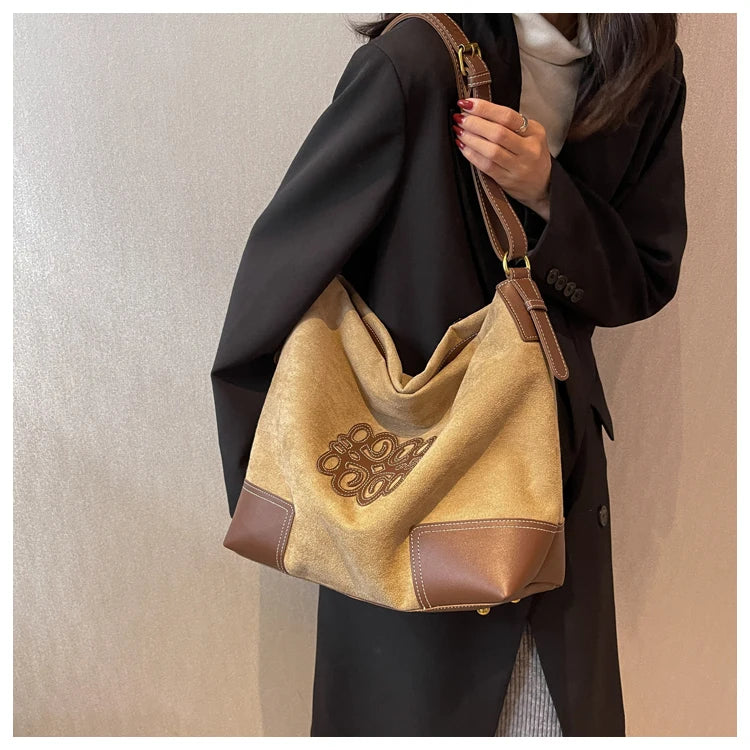 Elarova | Damen Luxus Marke Messenger Taschen Retro Braun Crossbody Tote Taschen Eimer Clutch Tasche Einkauf Große Kapazität Reisetasche