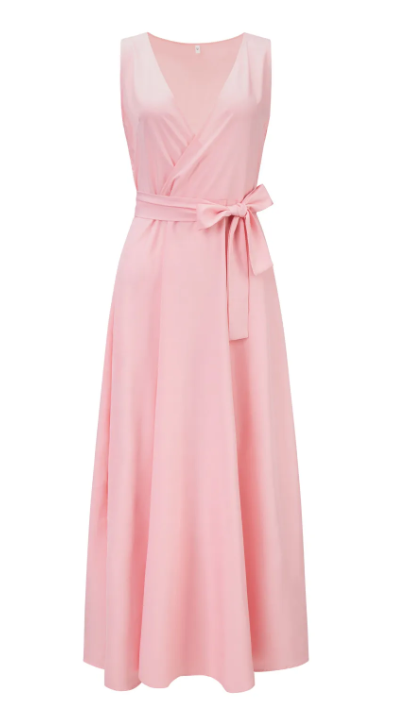 Elarova | Damen einfarbig V-Ausschnitt Langes Kleid