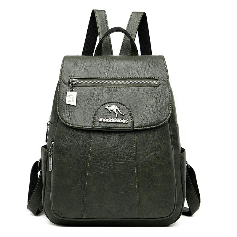 Elarova | Großer Leder Rucksack Mit Diebstahlschutz Für Damen