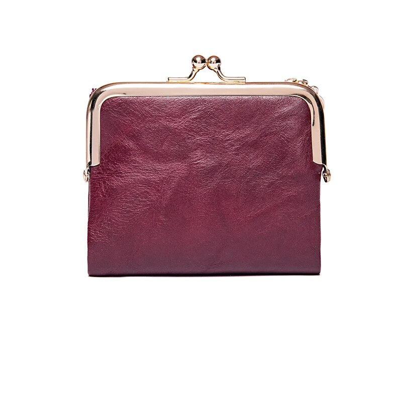 Elarova | Kiss Lock Tasche stilvolle Damen Münzgeldbörse