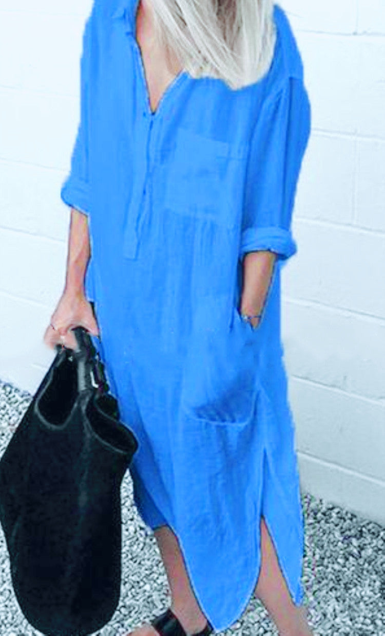 Elarova Langarm-Kleid mit Knopfleiste vorne: zeitlos einfach