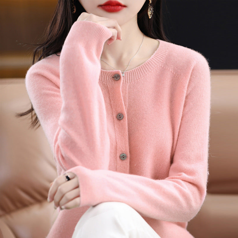 Elarova | Lockerer Damen Cashmere Strickjacke Mit Rundhalsausschnitt Aus Hochwertiger Veganer Wolle