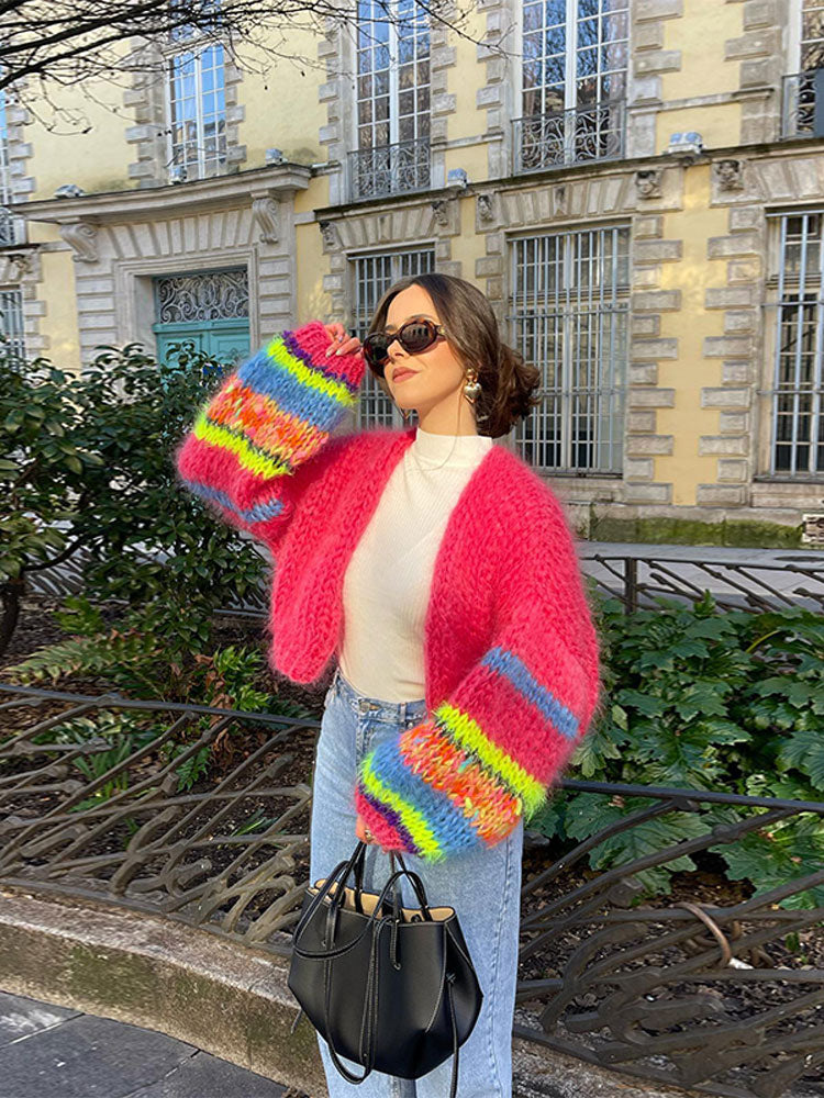 Elarova | Mehrfarbiger Cardigan Für Frauen