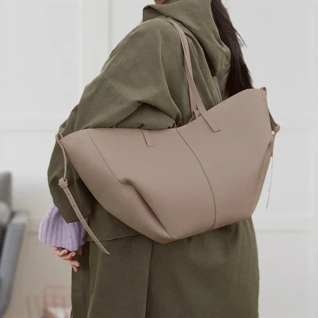 Elarova | Vintage Kunstleder Schultertasche Große Tragetasche