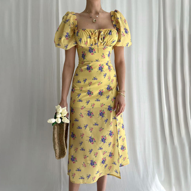 Elarova bedrucktes Kleid mit offener Schulter