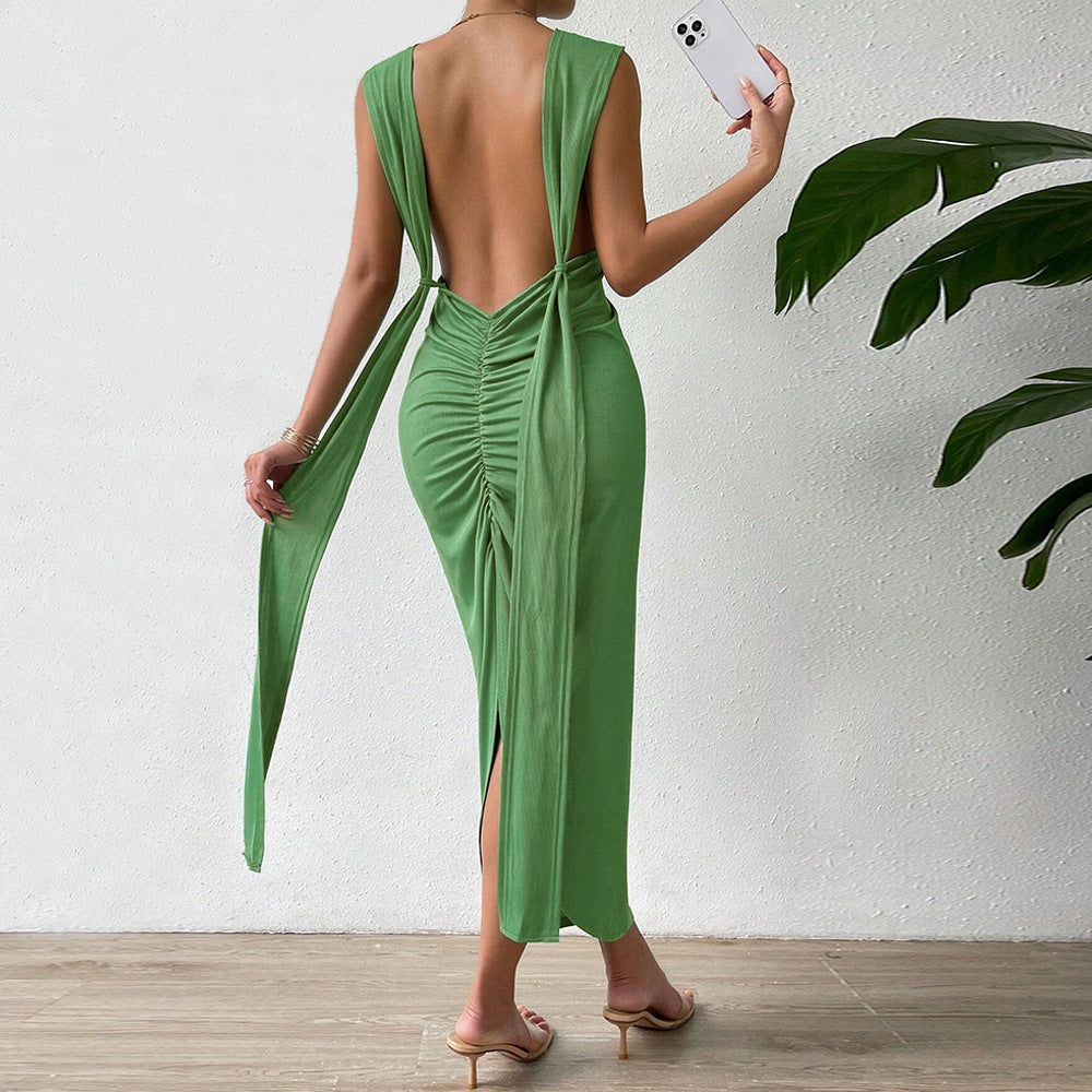 Norvielle Damen Partykleid Spaghettiträger Figurbetont Schwarz - Norvielle