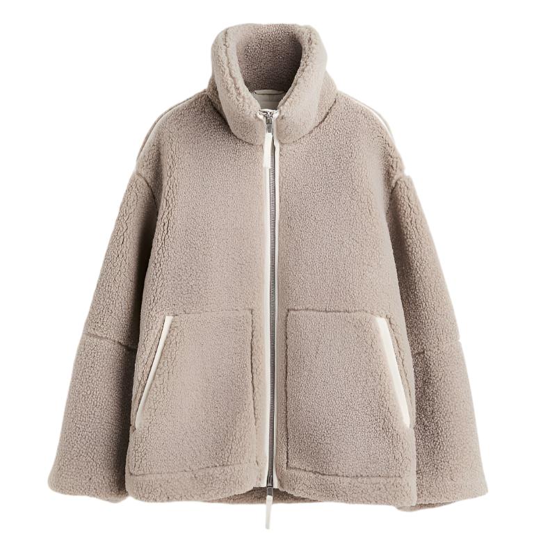 Norvielle Damen Oversized Fleecejacke Stehkragen