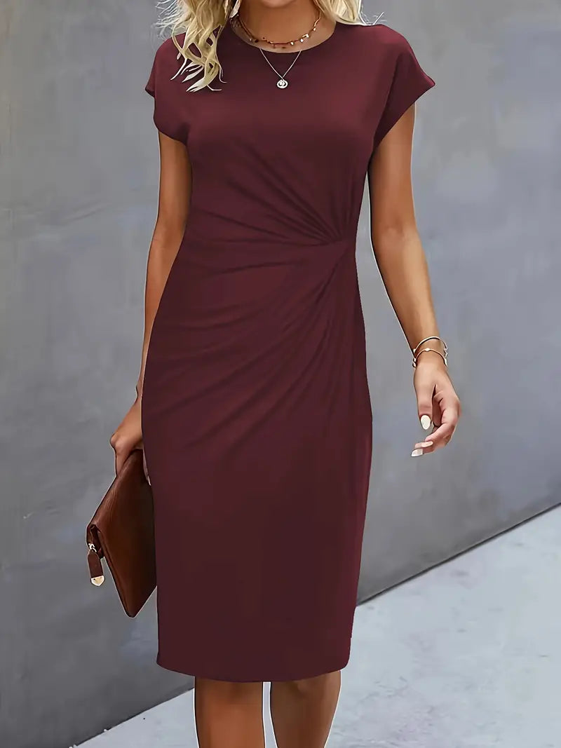 Damen Midi-Kleid Dekorative Schleife Vorne