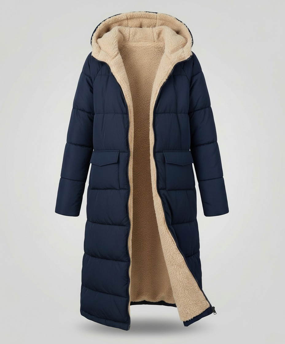 Damen Pufferjacke Lang Wendbar