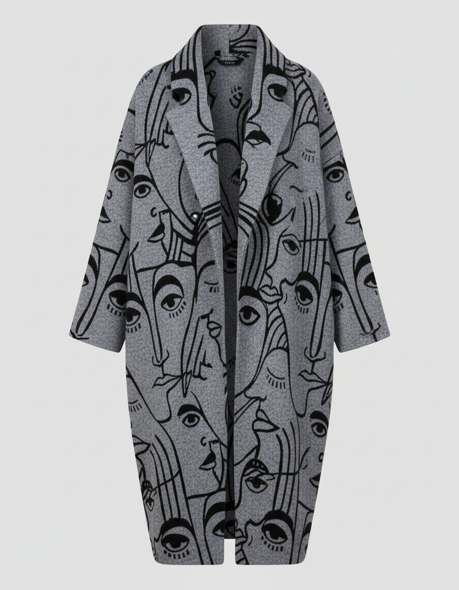 Damen Wollmantel Lang Elegantes Design