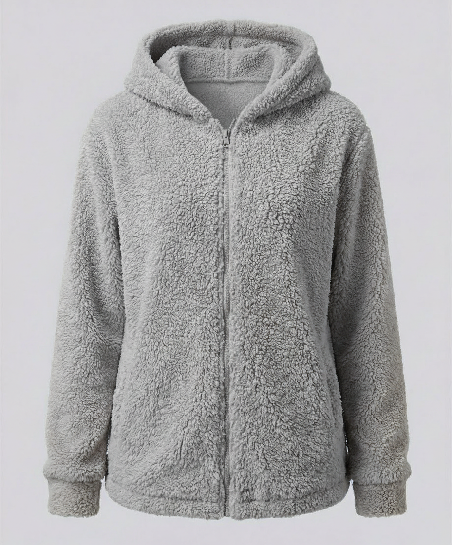Damen Fleecejacke Teddyoptik