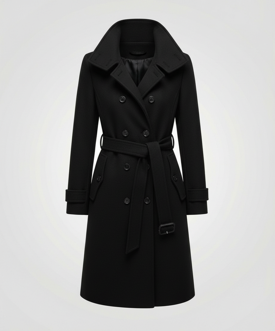 Damen Trenchcoat Elegant Wollstoff Beige