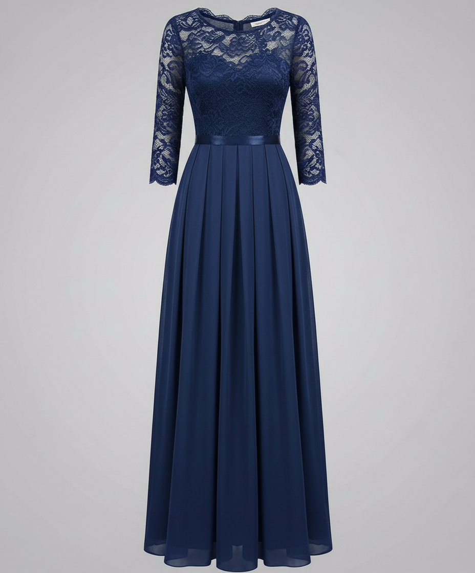 Norvielle Damen Brautjungfernkleid Spitze Elegant Weiß