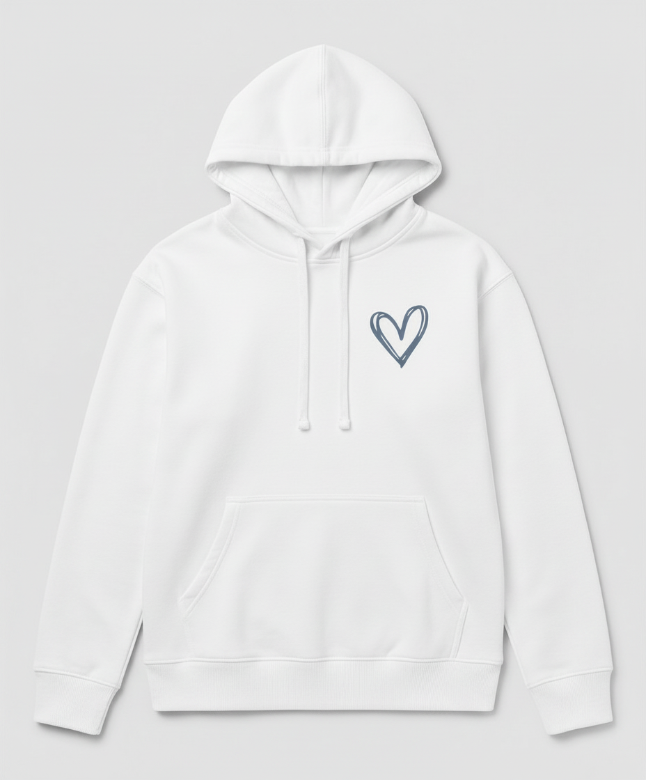 Damen Kapuzenpullover Herzdruck