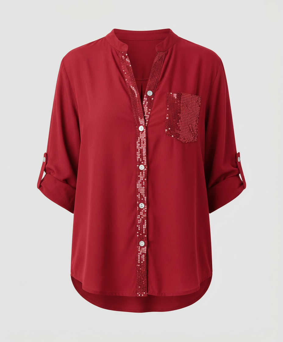 Damen Glitzerbluse Pailletten Norvielle