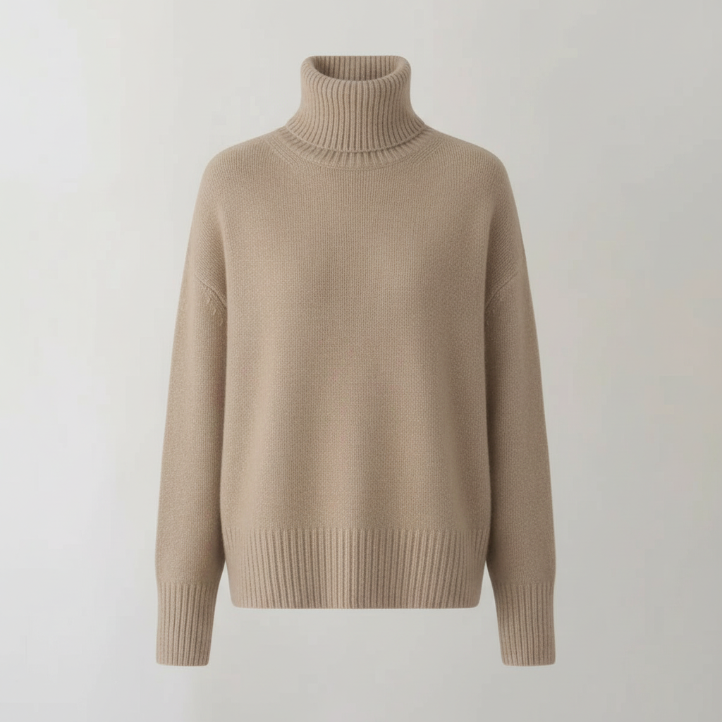 Eleganter Damen Rollkragenpullover Kaschmir Beige