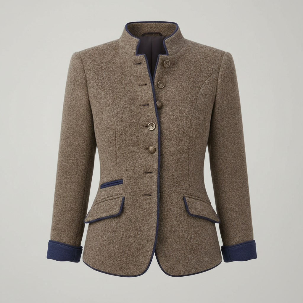 Damen Jacke Klassisch Kastig Geschnitten Mehrknopfverschluss