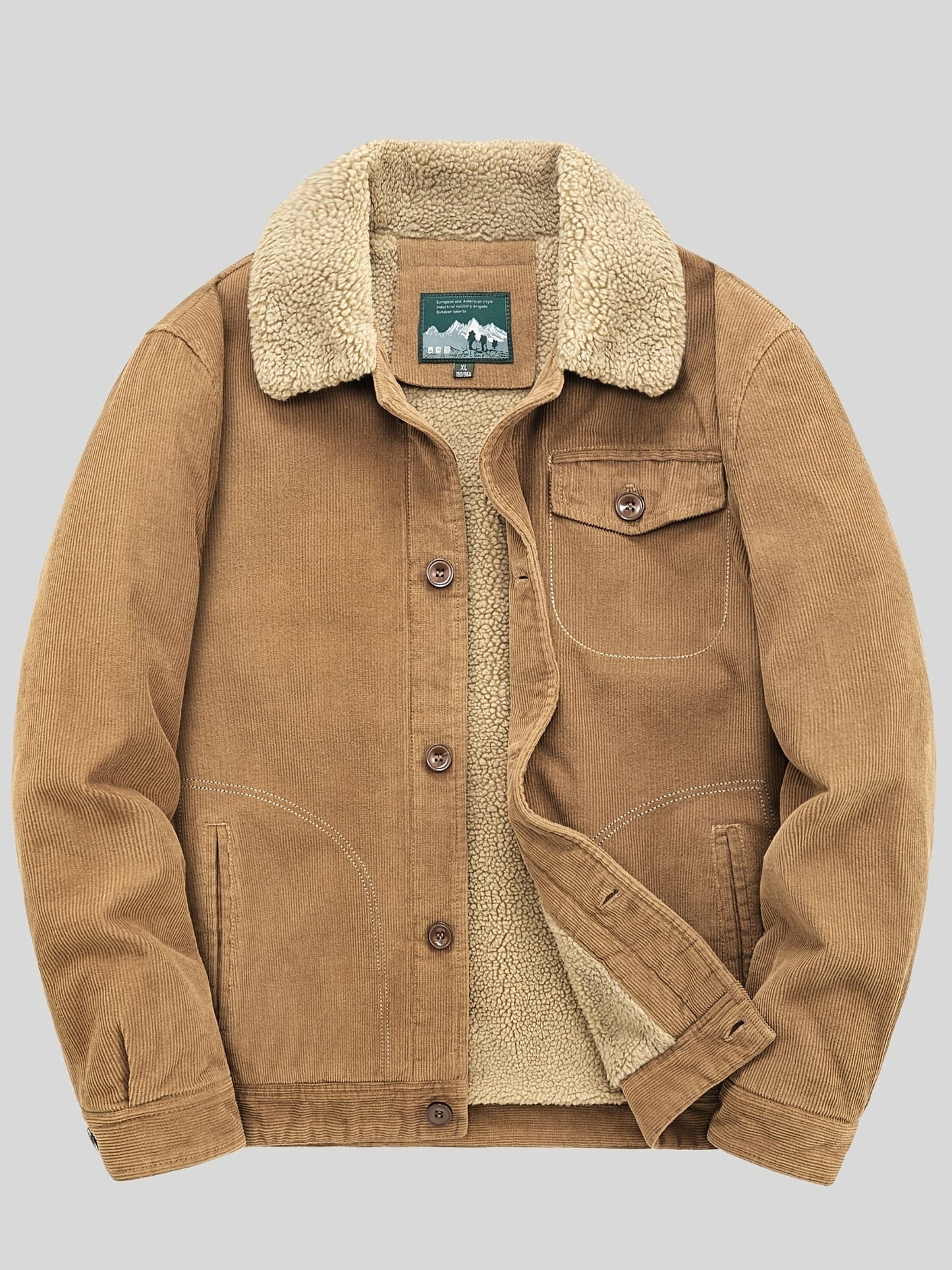 Herren Fleecejacke Winddicht Knopfverschluss