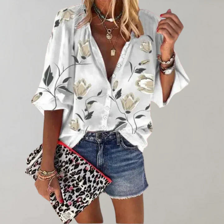 Damen Bluse Blumenmuster Trendy Leicht