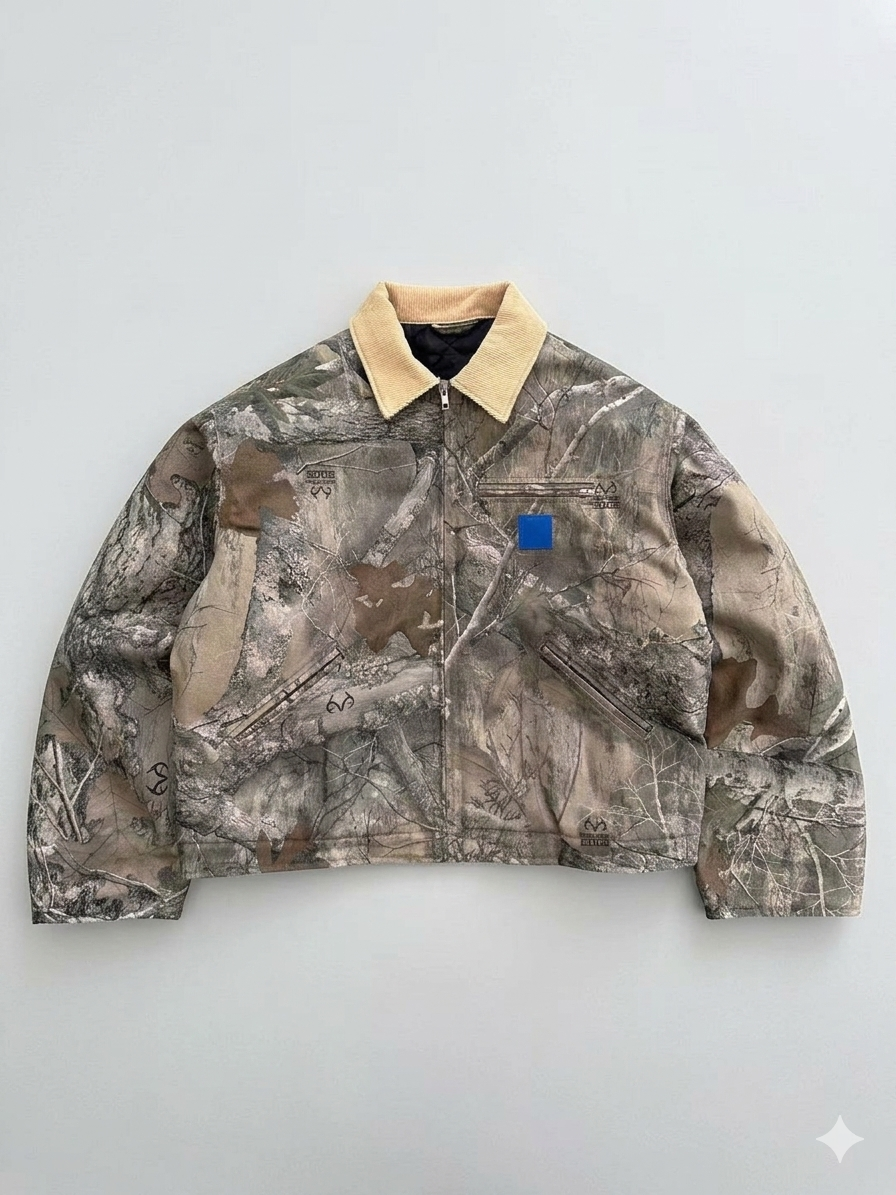 Herren Freizeitjacke Camouflage-Design Hochschließender Kragen