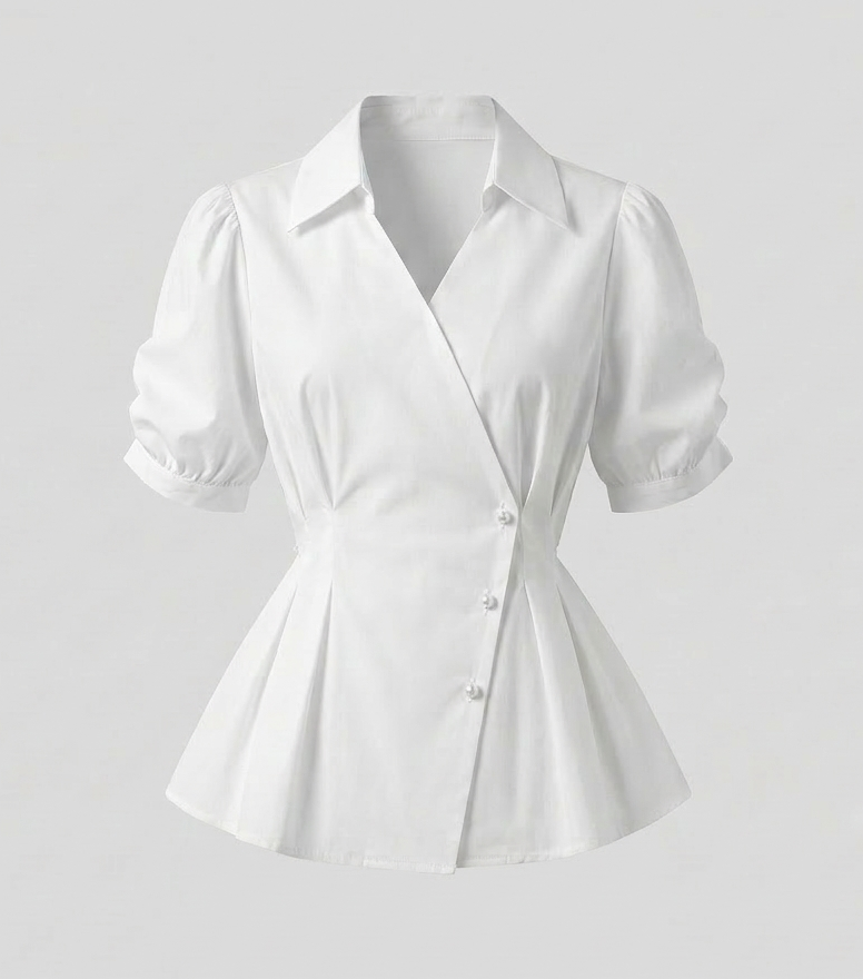 Damen Taillierte Bluse mit Puffärmeln