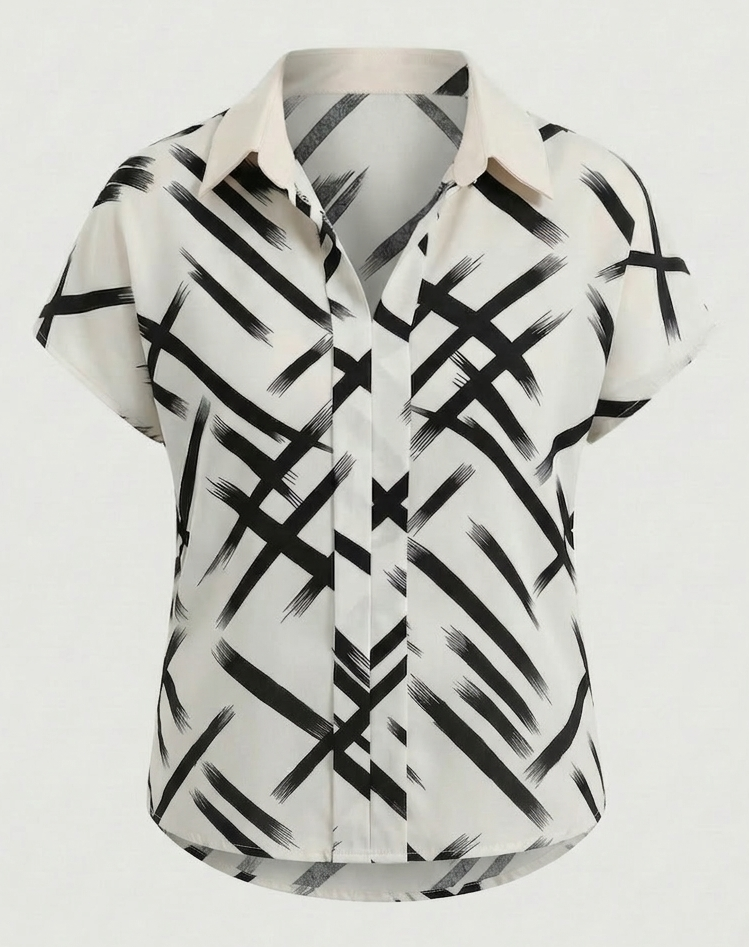 Damen Blusenshirt Seidenlook mit Print
