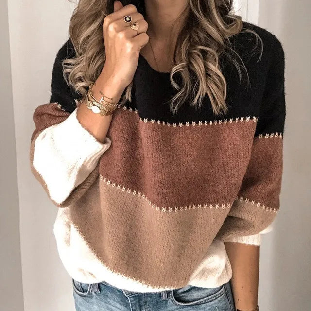 Norvielle Damen Pullover Rundhals Baumwolle