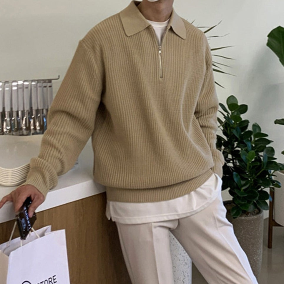 Herren Pullover Durchgehender Reißverschluss Slimfit