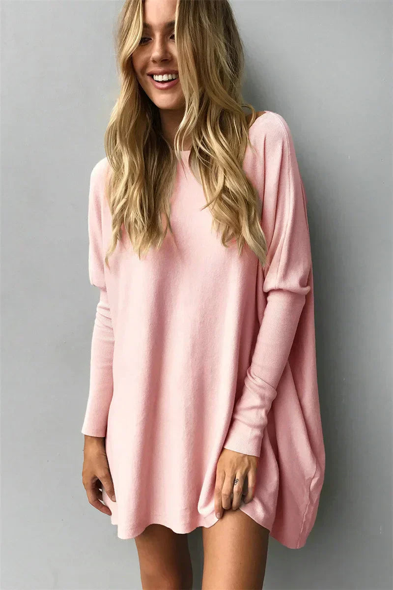 Damen Pullover Oversized Langarm Weiches Strick Beige