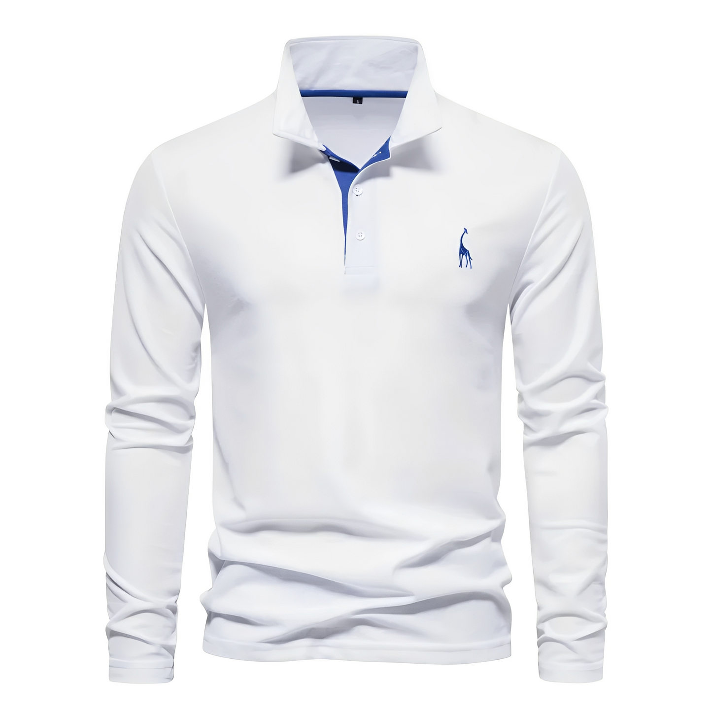 Herren Langarm-Polo-Shirt aus Baumwolle Weiß