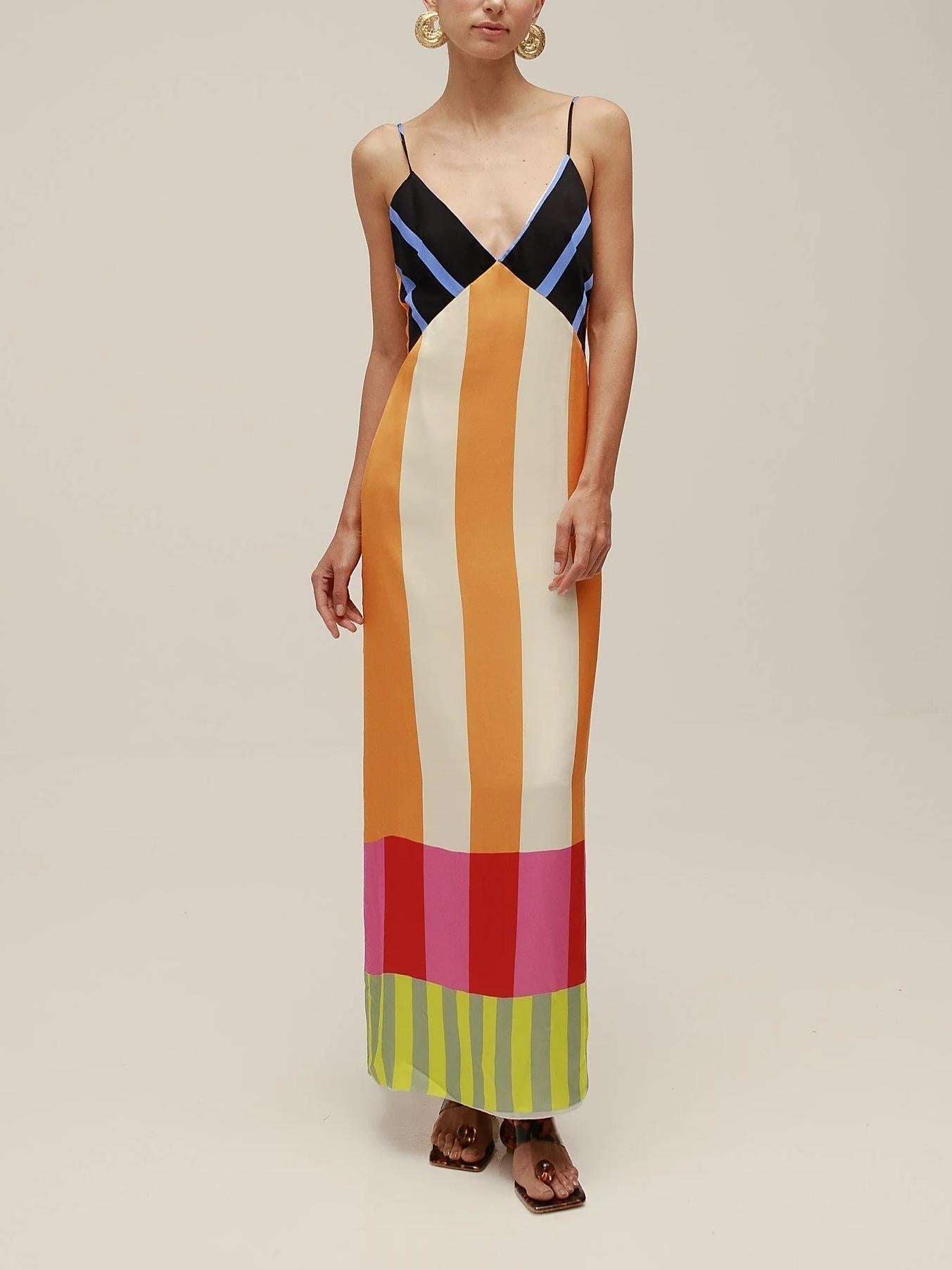 Damen Sommerkleid Gestreift Spaghettiträger