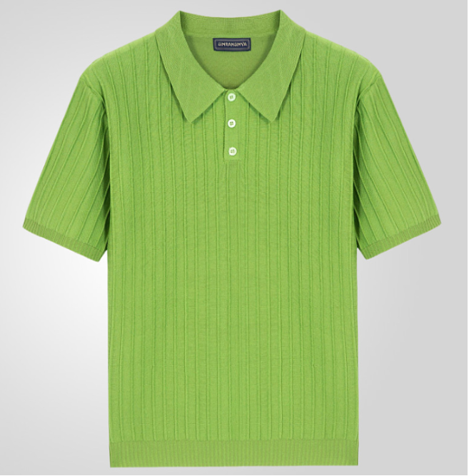 Werner Herren Kurzarm Polo-Shirt Geripptes Strick Weiss