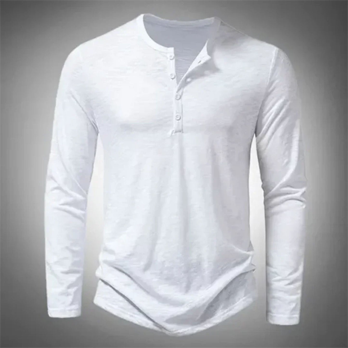 Herren Langarm-Henley-Shirt mit Knopfleiste
