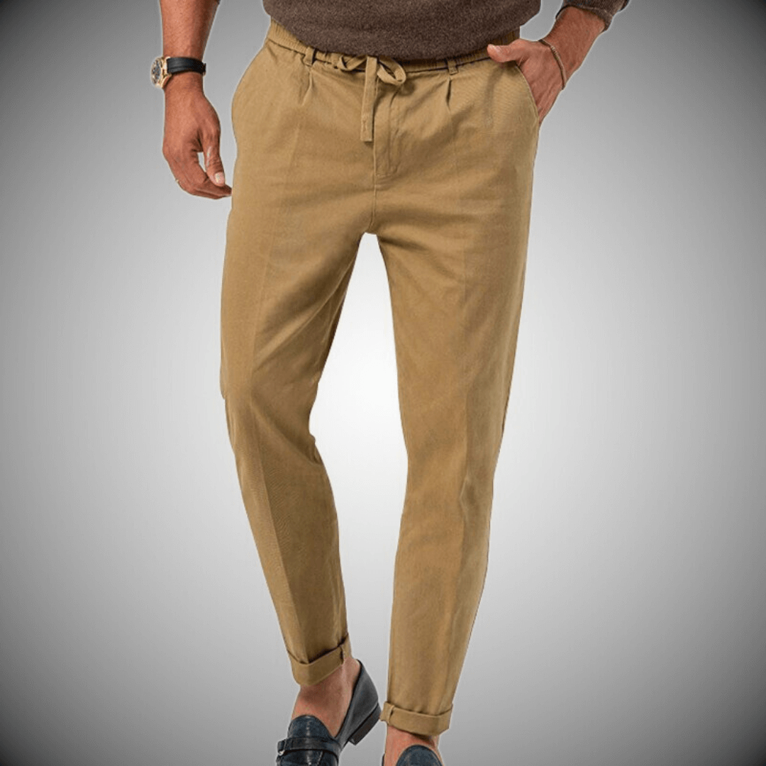 Herrenhosen | Business Casual | Elastischer Bund | Leinenhosen | Slack-Hosen-Khaki-S-Chaps Herrenmode