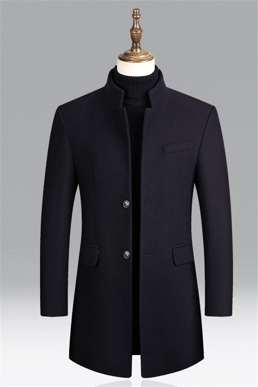 Herrenjacke – Einreihig – Stilvoll – Winterjacke – Wolljacke-Marineblau-M-Chaps Herrenmode