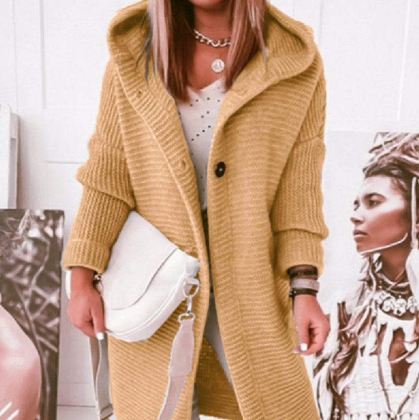 Norvielle Damen Kapuzen-Cardigan Weicher Stoff Ganzjahres-Modell