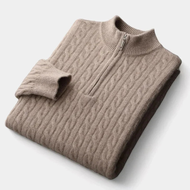 Herren Pullover Halb-Reißverschluss Strukturierte Maschen