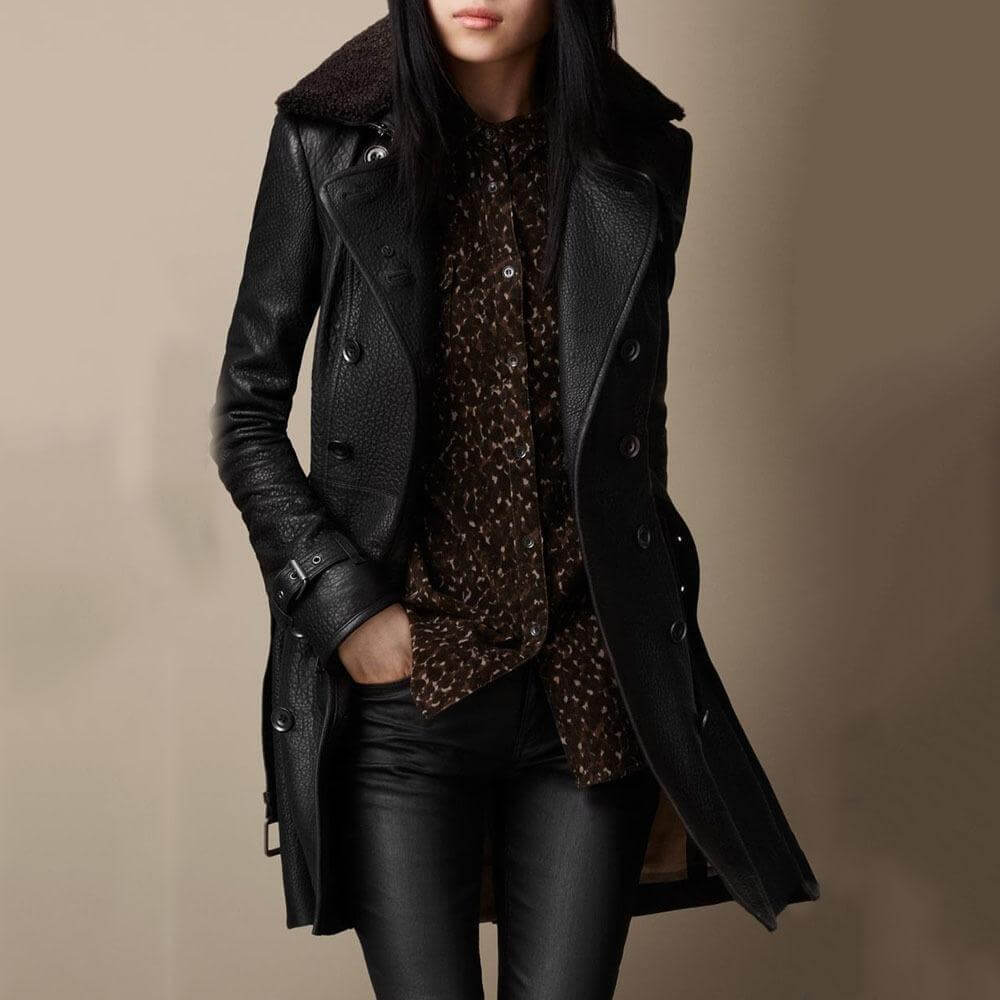 Damen Trenchcoat Doppelreihig Langer Schnitt - Norvielle
