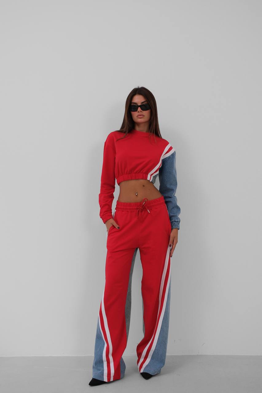 Damen Tracksuit Colorblock Set Denimdetails