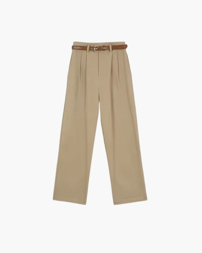 Damen High-Waist Baggy-Hosen Plissiert Mit Gürtel