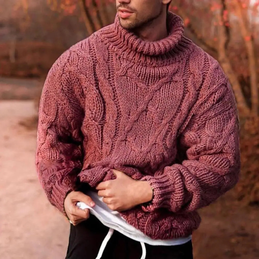 Herren Rollkragenpullover Dick Gestrickt Winter