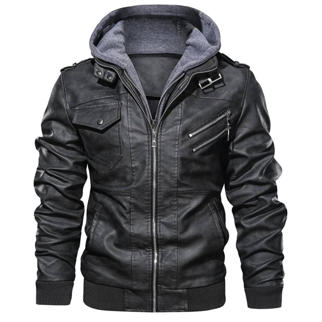 Loxley Herren Lederjacke Street Style Kapuze