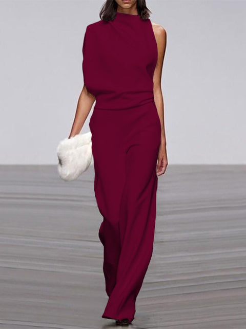 Damen Jumpsuit Ein-Schulter Lässig