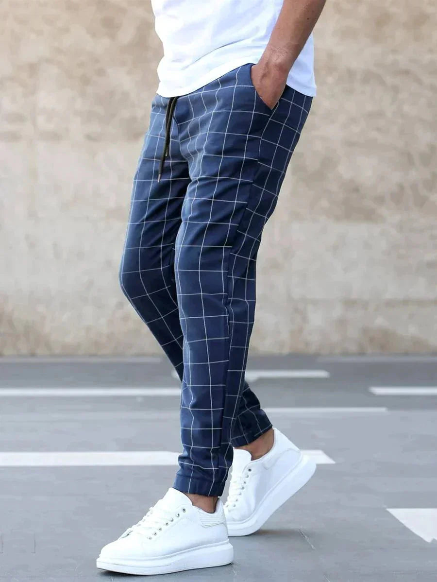 Karohose | Kordelzug | Elastische Knöchelpartie | Jogginghose | Herrenhose-Chaps Herrenmode