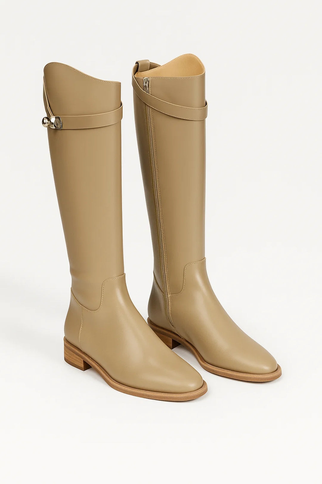 Damen Kniestiefel Mit Reißverschluss