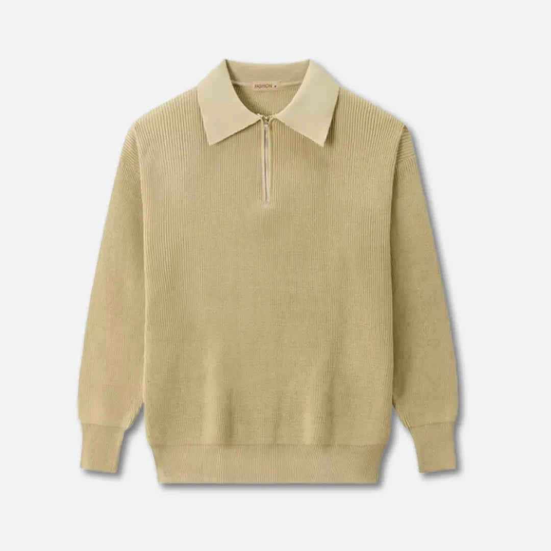 Herren Strickpullover Gerippte Textur Beige