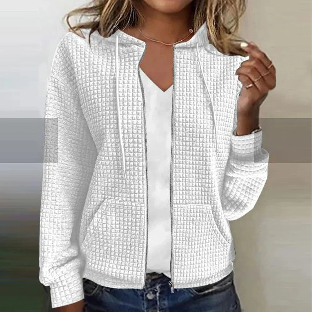Kristel Damen Cardigan Waffelstrick Beige