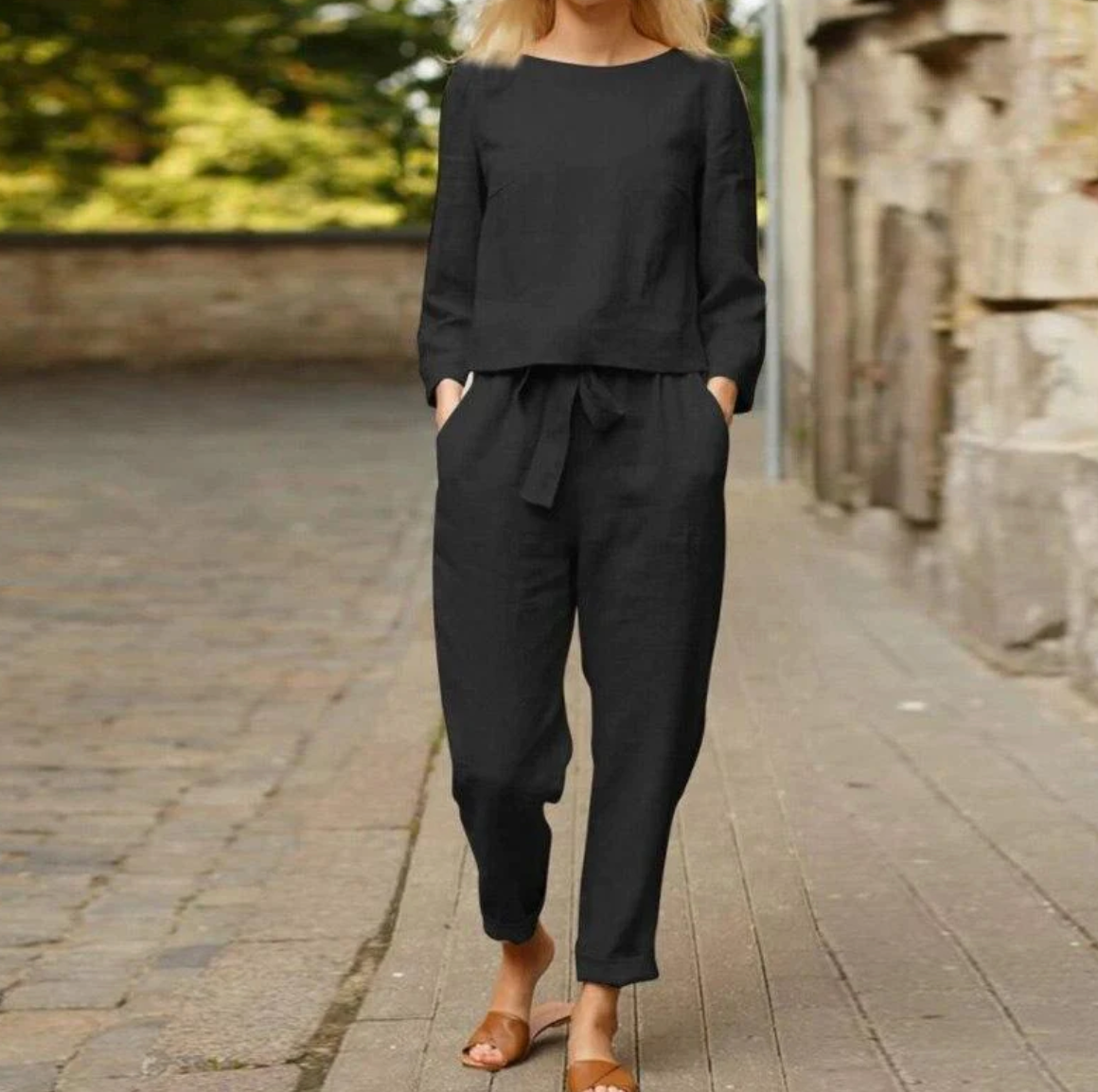 Norvielle Damen Sommerkleid-Set Baumwolle