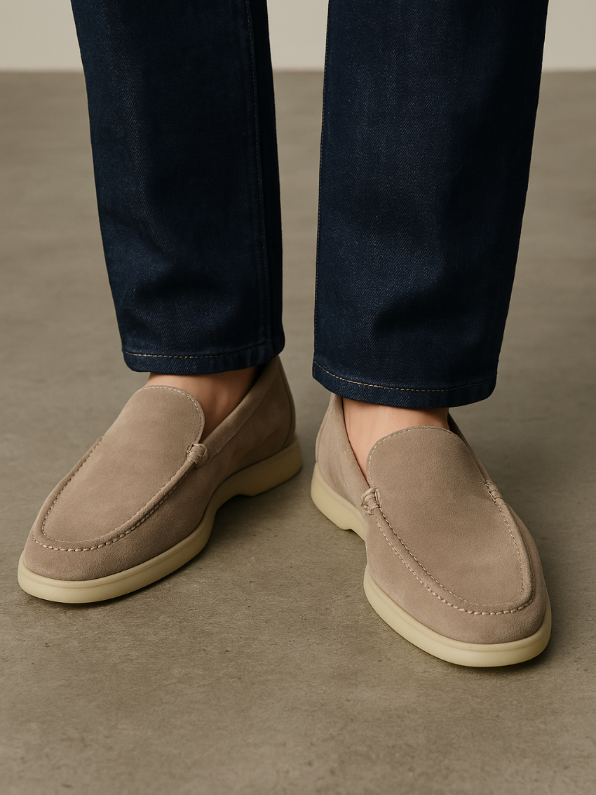 Herren Loafer Echtes Wildleder Beige
