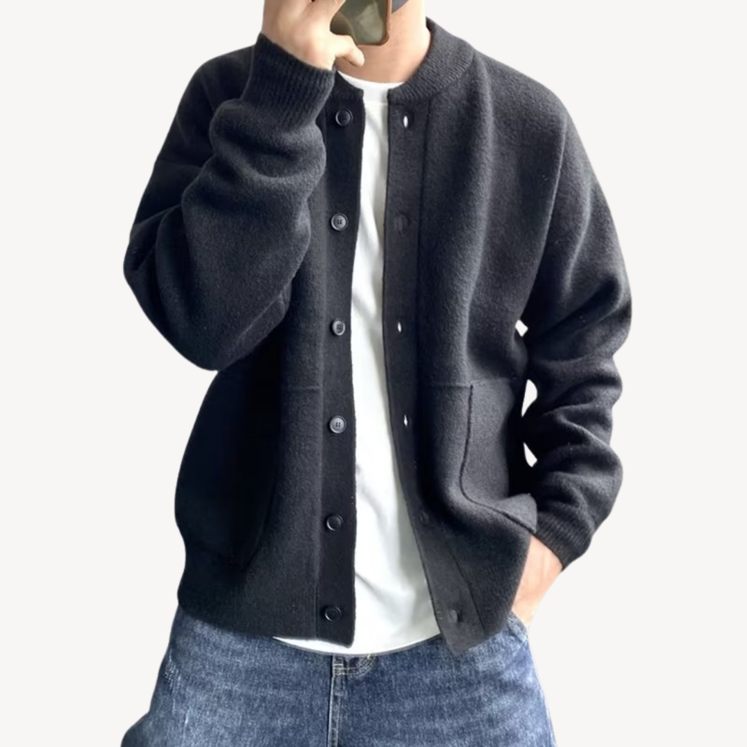 Herren Strickcardigan Klassisch Rundhalsausschnitt Mit Knöpfen